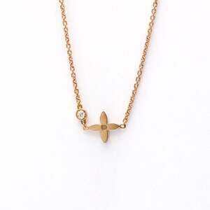 LOUIS VUITTON 18k Gold Diamond Monogram Necklace